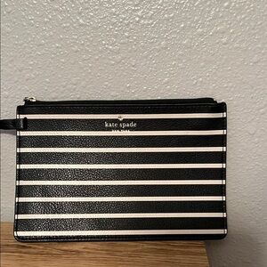 Kate Spade Black and White Striped Pouch